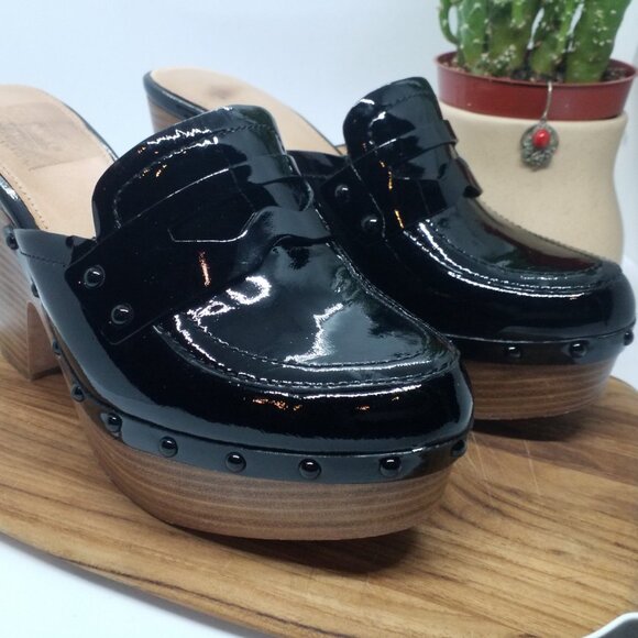 COACH Black NALINA Patent Leather Platform Clogs Size 8 - Picture 5 of 6